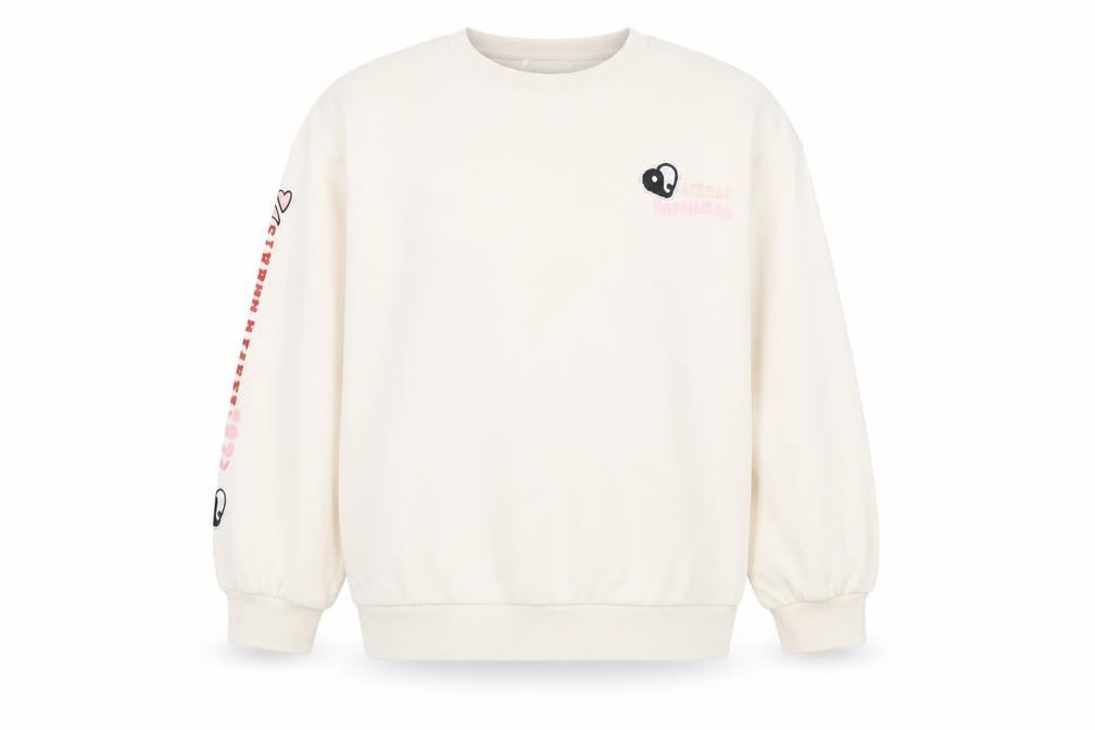 Front view of Marks & Spencer girls’ beige graphic sweatshirt 13-14 years crew neck