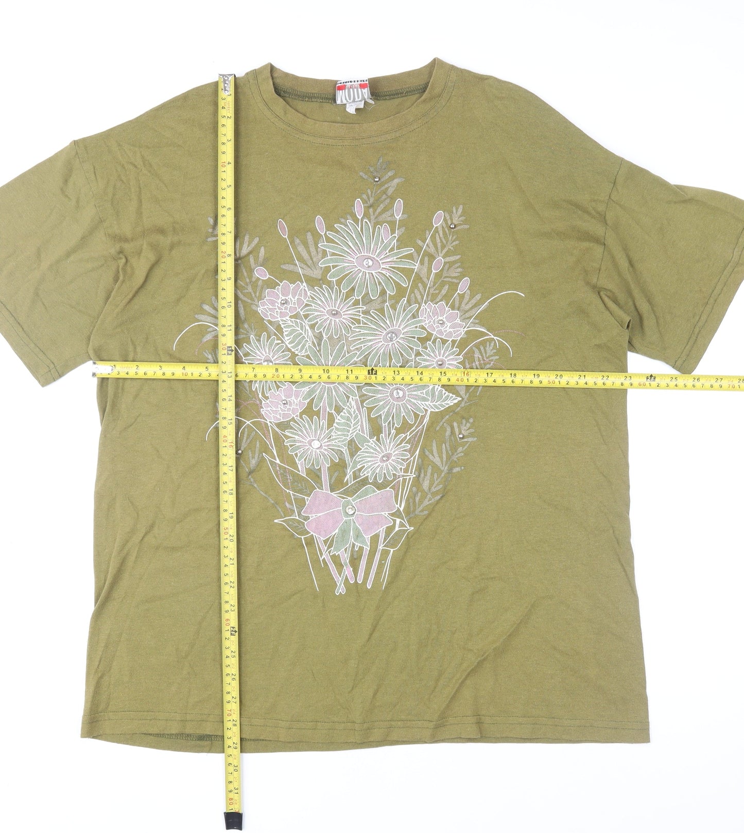 Mood Men’s Green Floral Print Vintage Short Sleeve T-Shirt XL