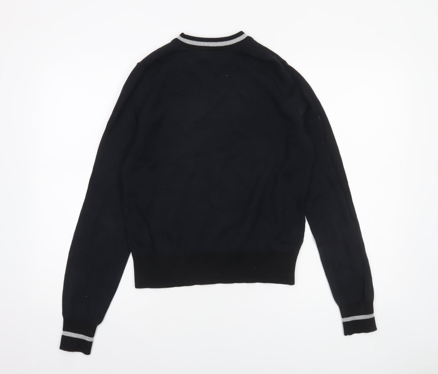 Fred Perry Womens Black Crew Neck Cotton Knit Jumper UK 6