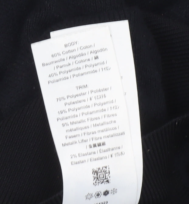 Fred Perry Womens Black Crew Neck Cotton Knit Jumper UK 6