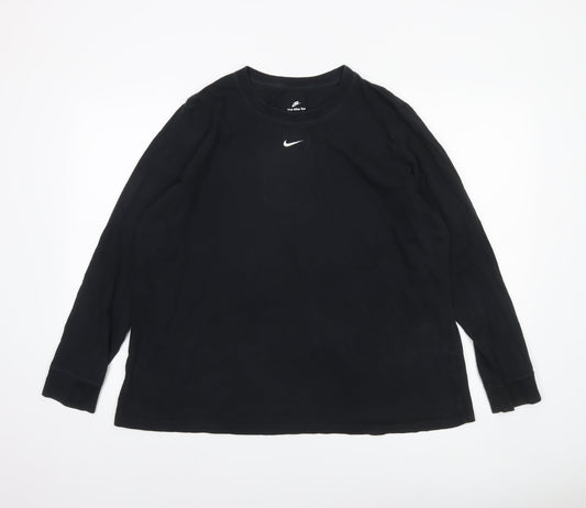 Nike Unisex Black 2XL Long Sleeve Crew Neck Cotton Tee