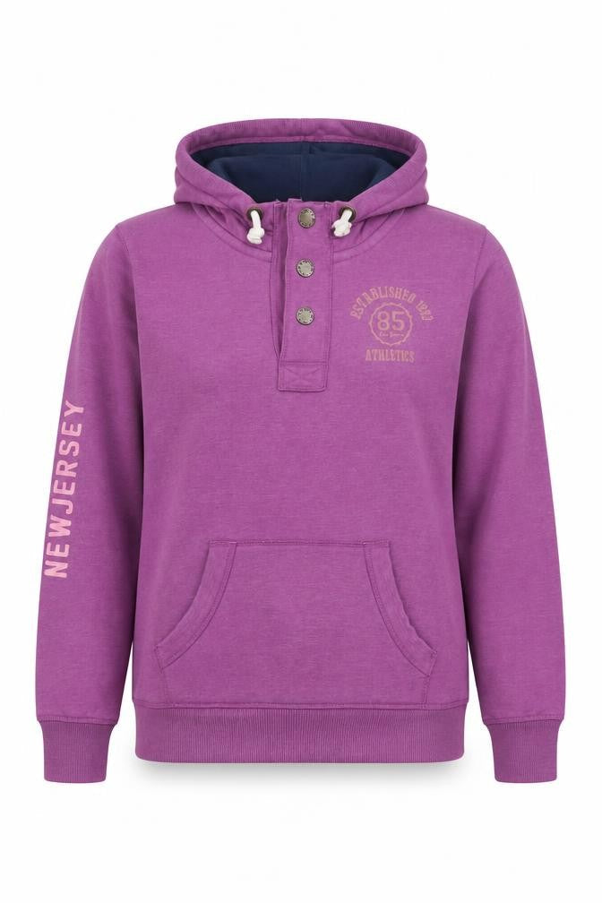 Crane College Team Womens Purple L Henley Hoodie Athletic Style
