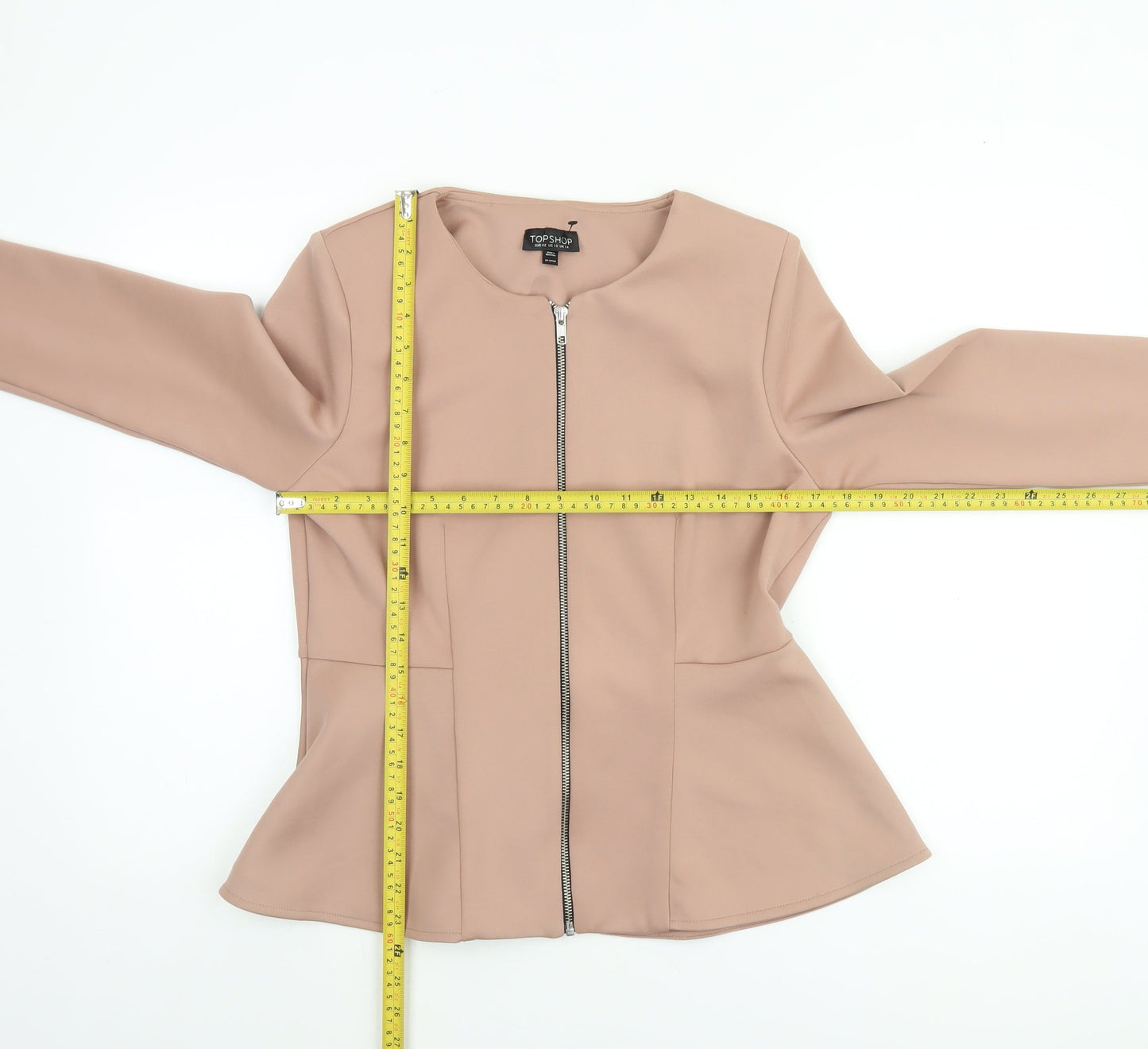 Topshop Women’s Beige Zip-Up Jacket UK 14 Classic Style