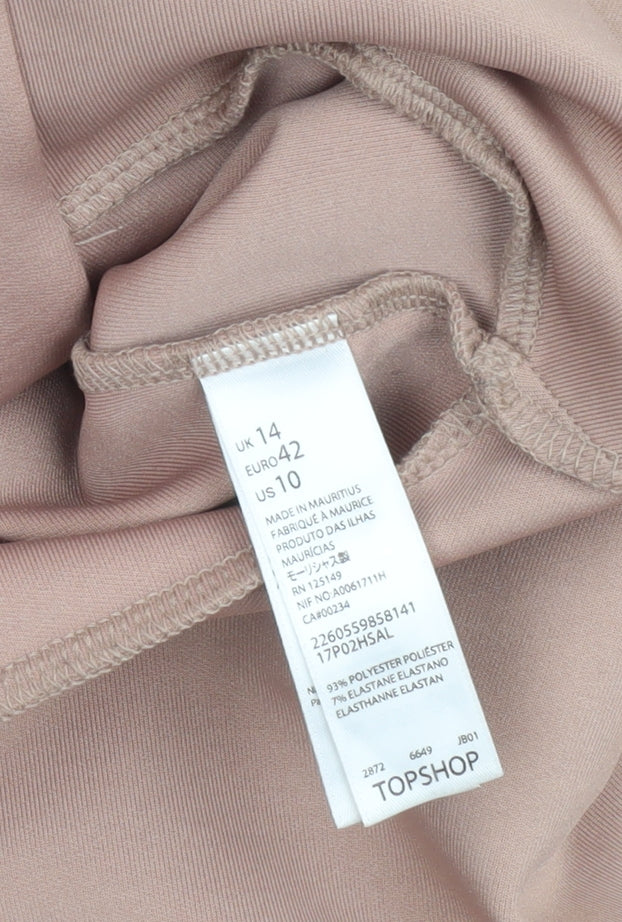 Topshop Women’s Beige Zip-Up Jacket UK 14 Classic Style