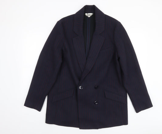 Nine by Savannah Miller Women’s Navy Pinstripe Double-Breasted Blazer Size 14