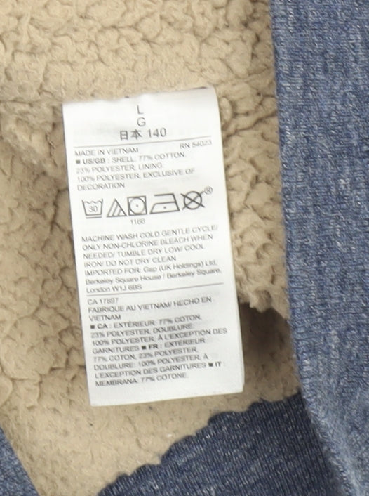 GAP Boys Blue Full Zip Hooded Sweatshirt 10-11 Years Sherpa Lined