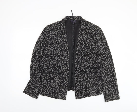 Marks and Spencer Women Grey Animal Print Blazer Size 16 Regular