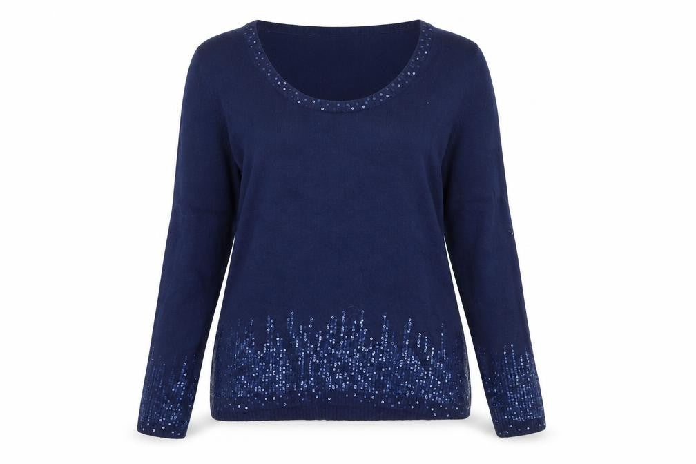 Marks and Spencer Per Una Women Navy Sequin Knit Jumper Size 16