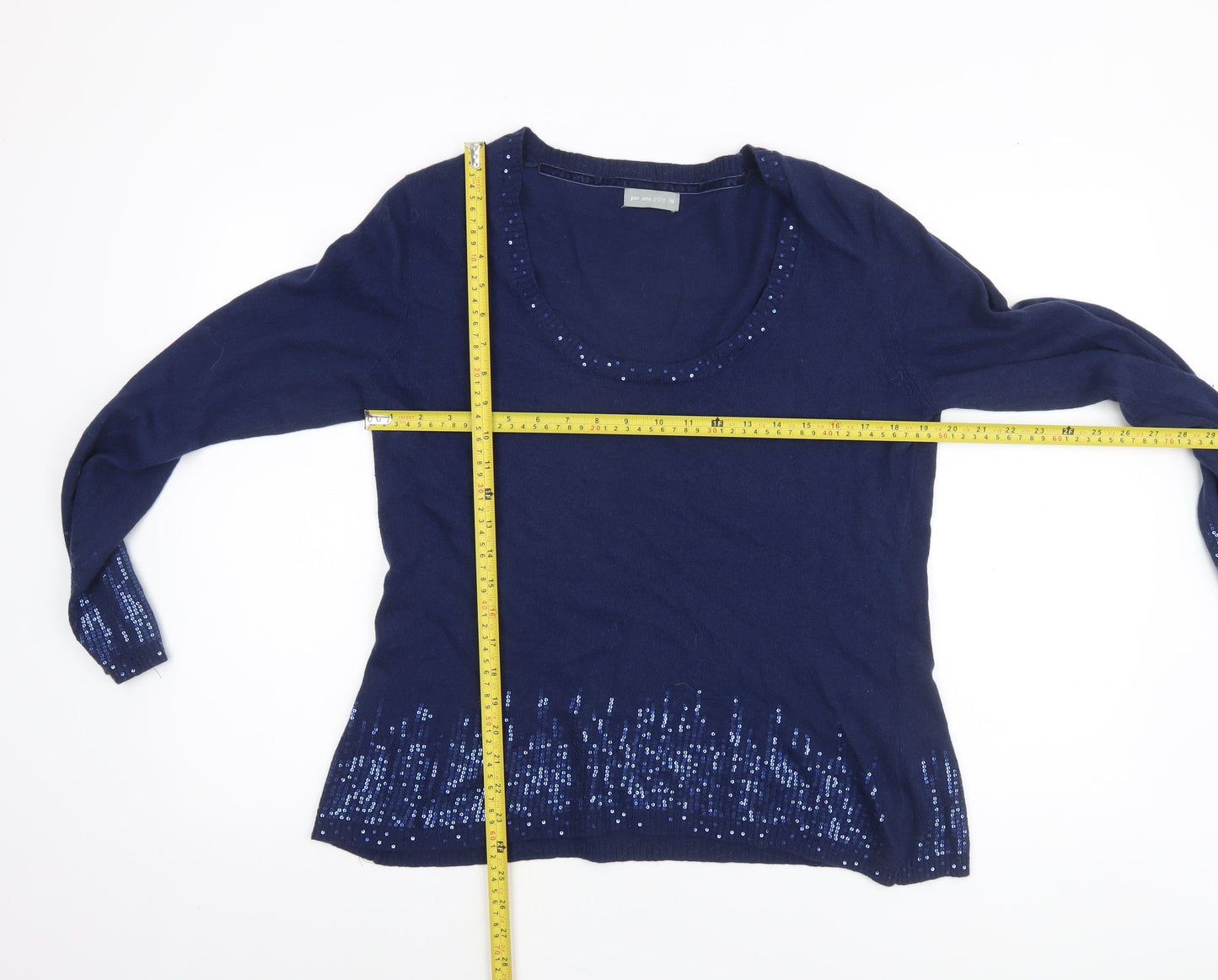 Marks and Spencer Per Una Women Navy Sequin Knit Jumper Size 16