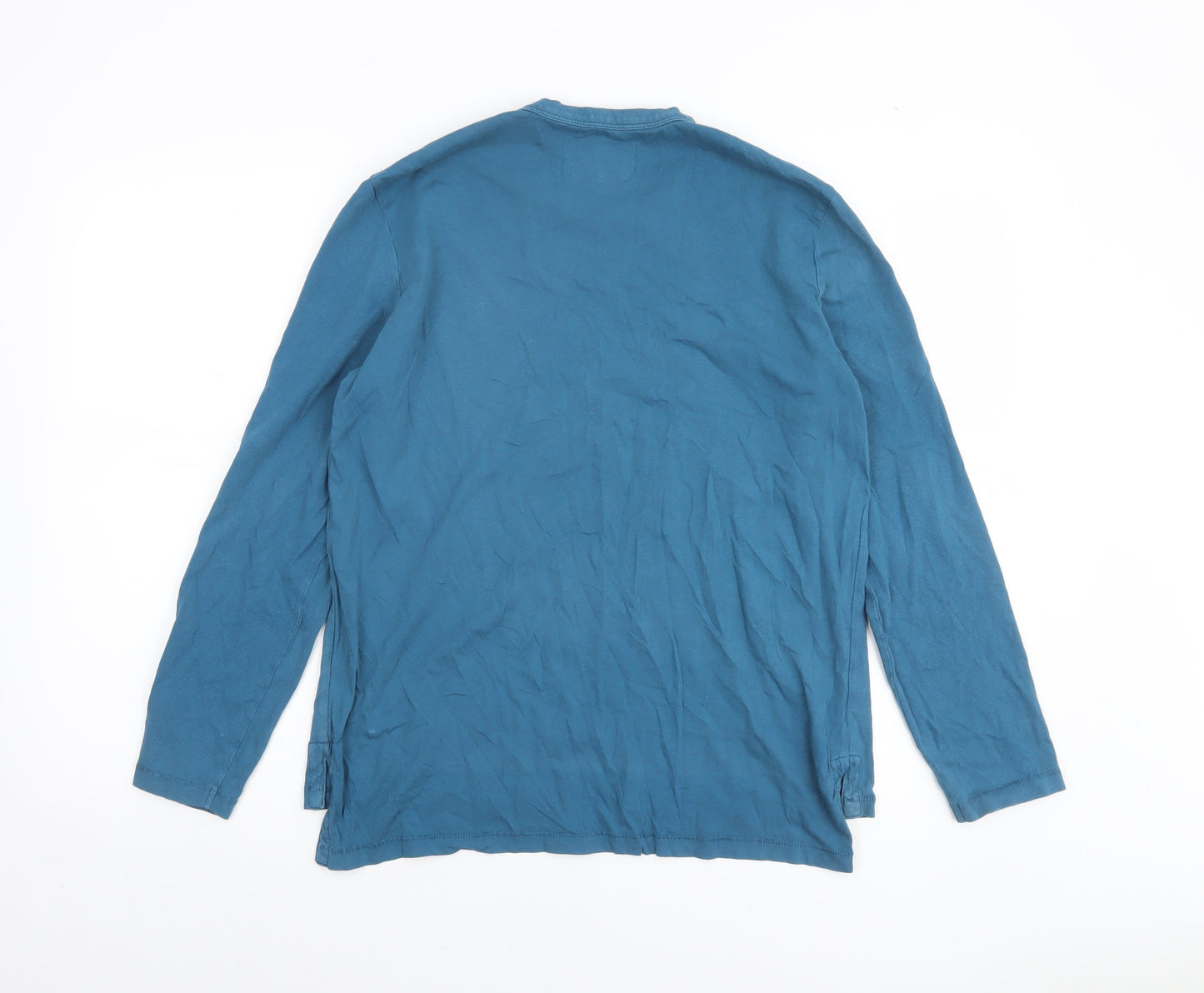 Folk Blue Long Sleeve Cotton Crew Neck Women's T-Shirt Size S