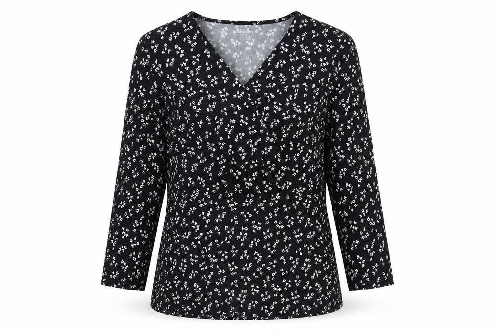 Womens UK Size M Lands' End Black Cotton Blend Blouse