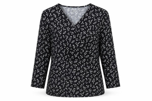 Womens UK Size M Lands' End Black Cotton Blend Blouse