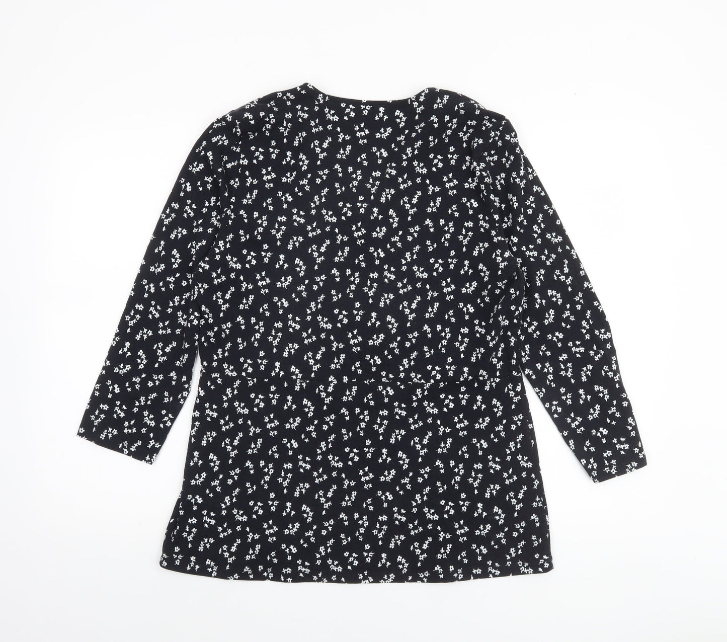 Womens UK Size M Lands' End Black Cotton Blend Blouse