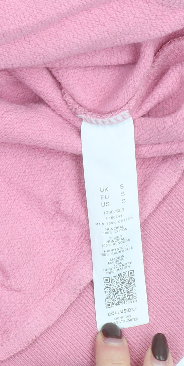 Collusion Womens Pink Cotton Pullover Sweatshirt Size S