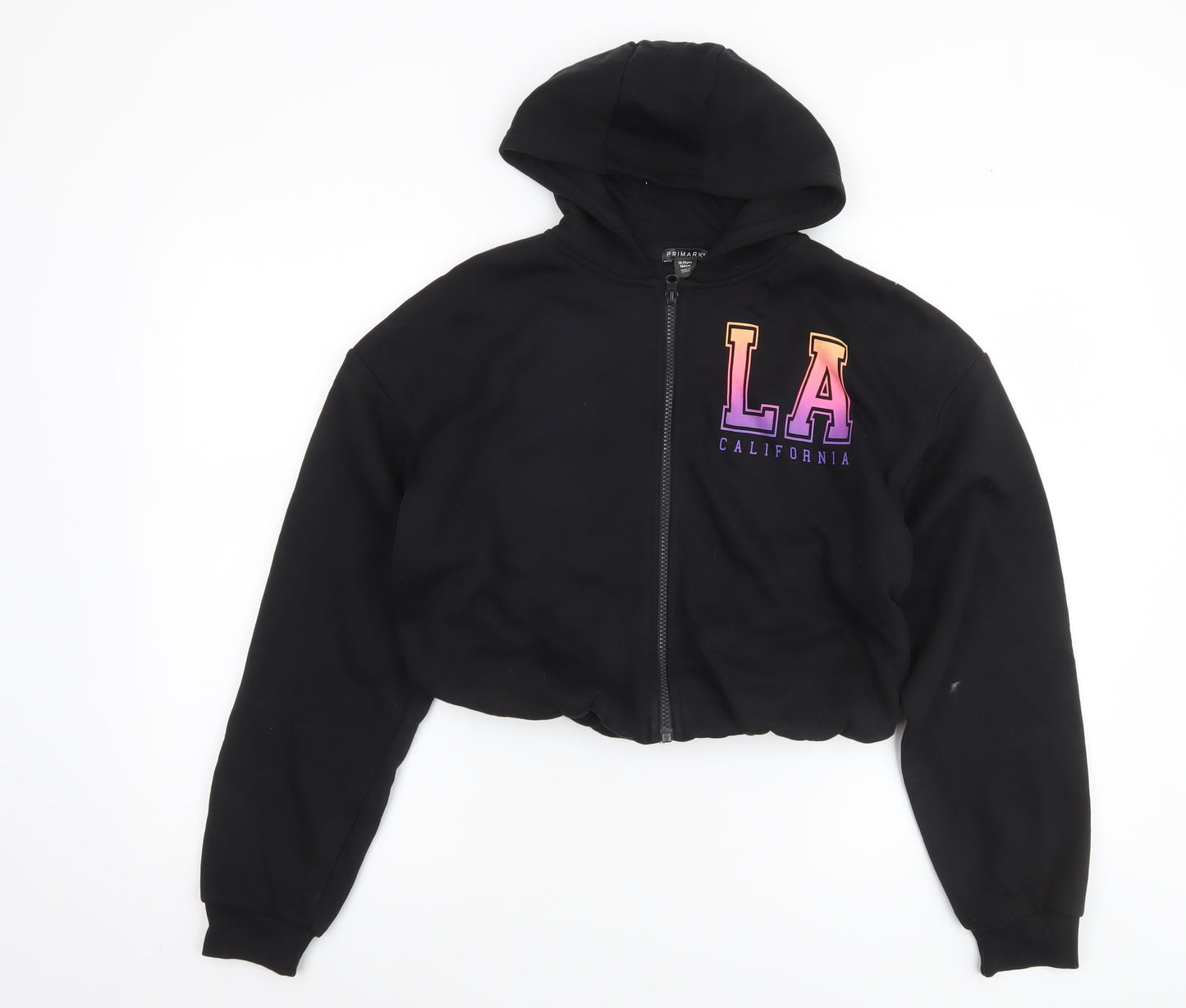 Primark Girls Black Full Zip LA California Hoodie 13-14 Years