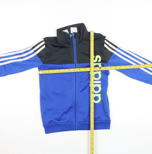 adidas Boys Blue Track Jacket 7 Years Full Zip Sports Activewear