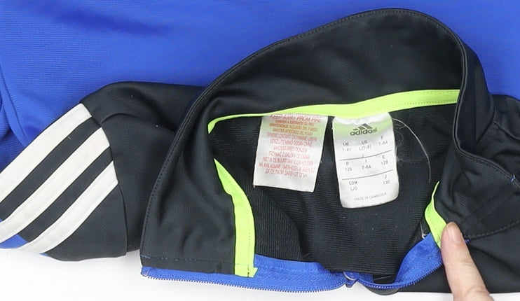 adidas Boys Blue Track Jacket 7 Years Full Zip Sports Activewear