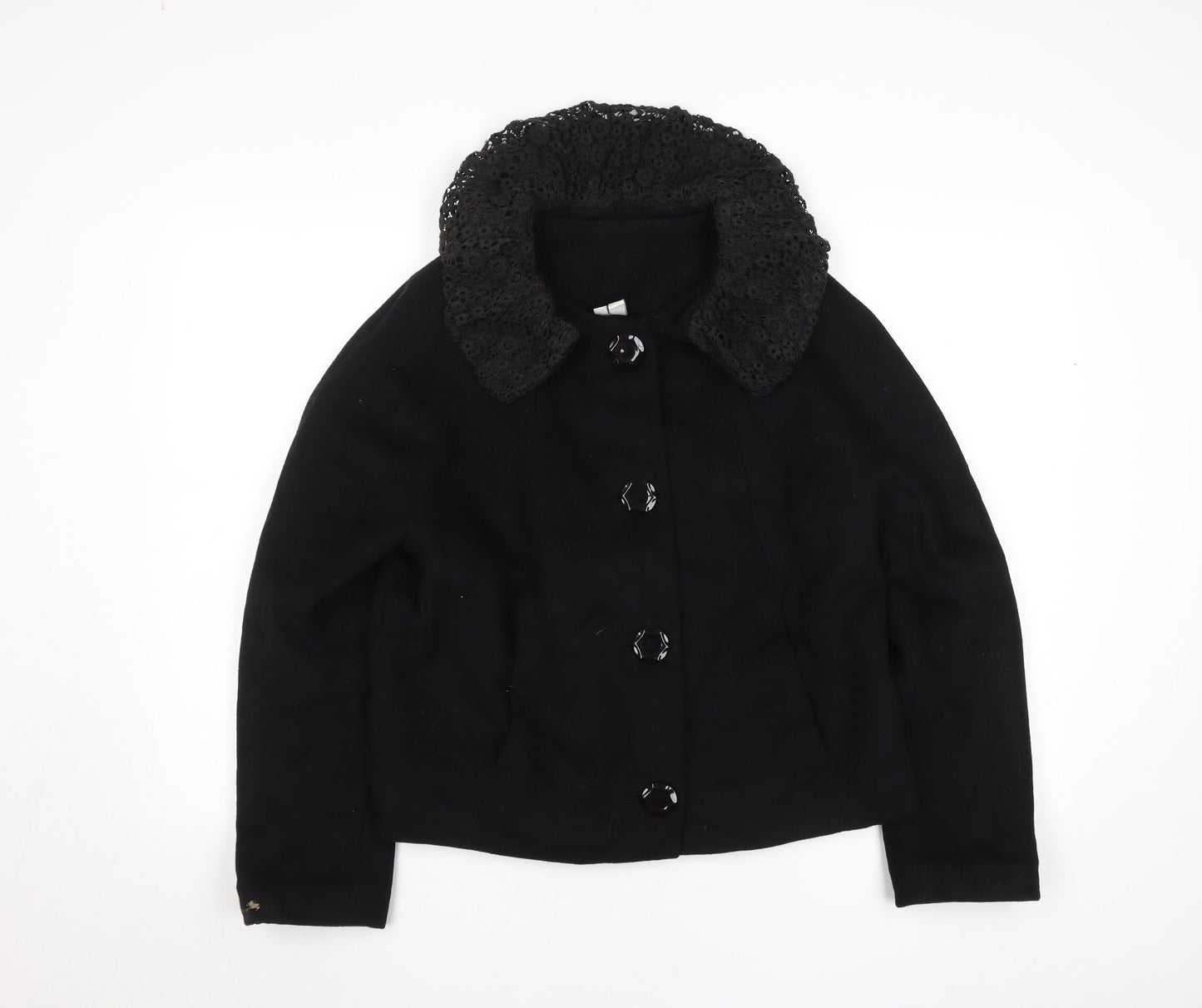 Uniqlo Women’s Black Wool Short Lace Collar Jacket Size S