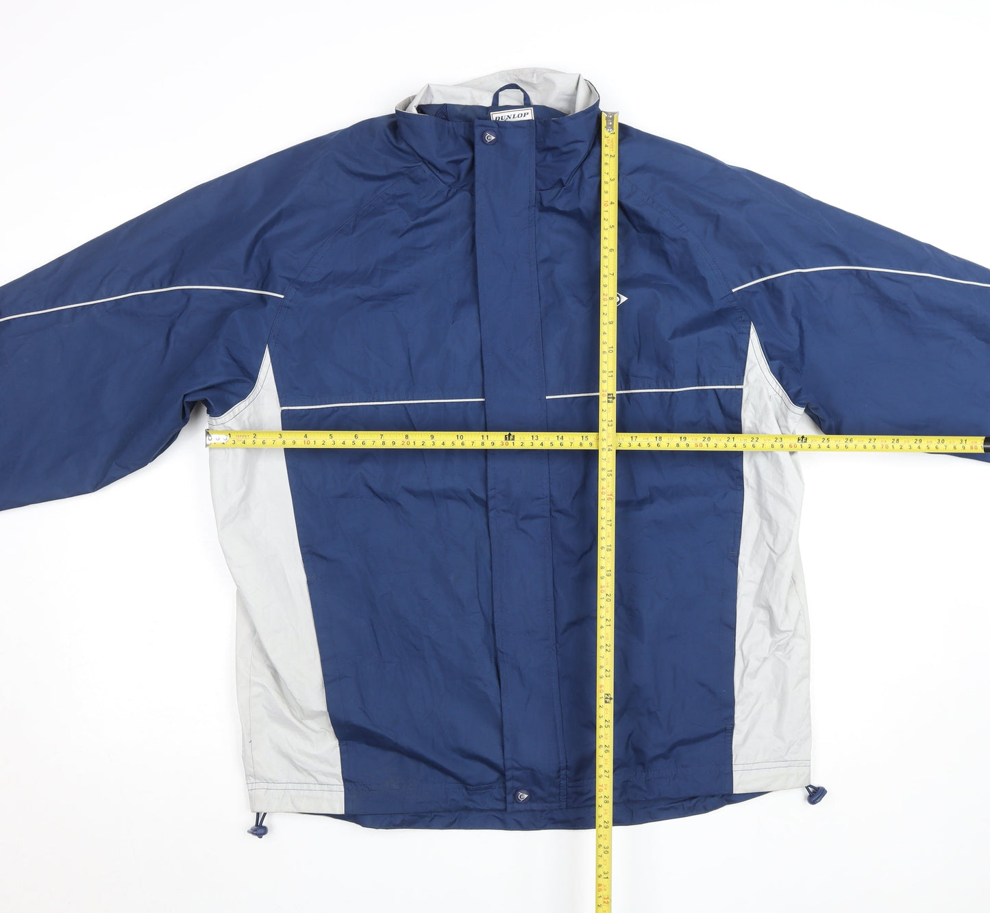 Dunlop Men's Blue and Grey Windbreaker Jacket Size L Polyester Waterproof