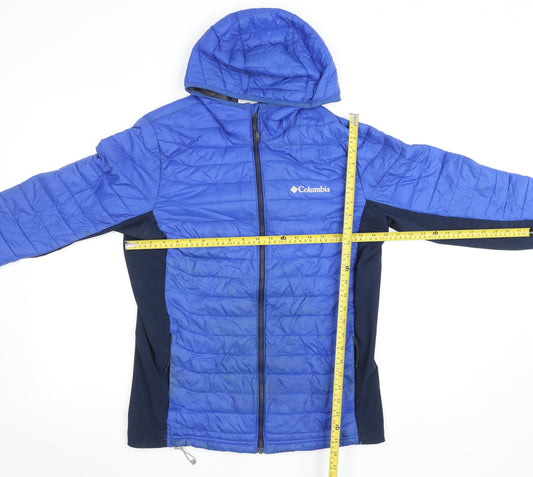 Columbia Mens Blue Hooded Puffer Jacket M Regular Lightweight Outdoor
