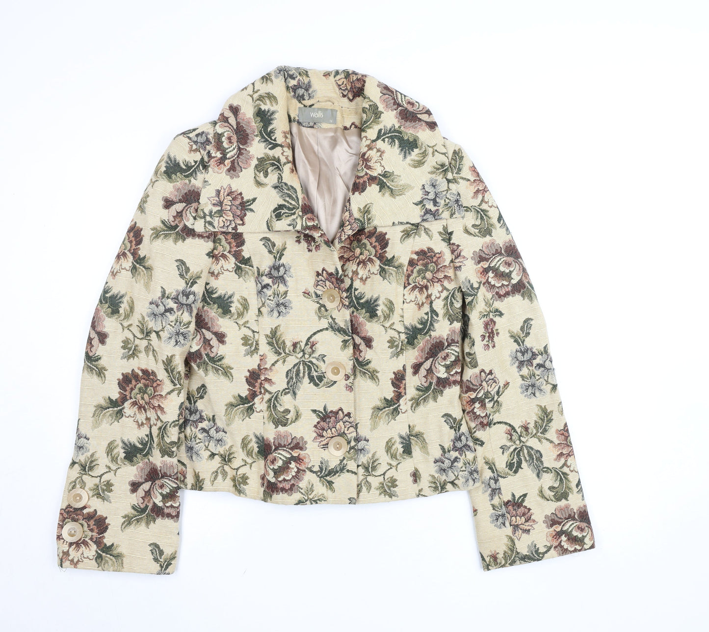Wallis Womens Beige Floral Short Blazer Jacket Size 14
