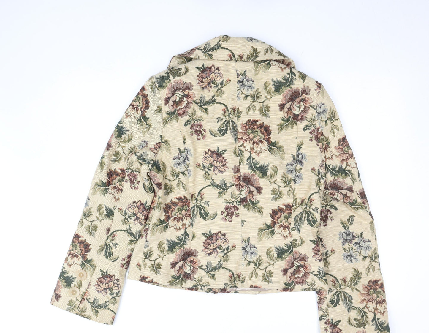 Wallis Womens Beige Floral Short Blazer Jacket Size 14