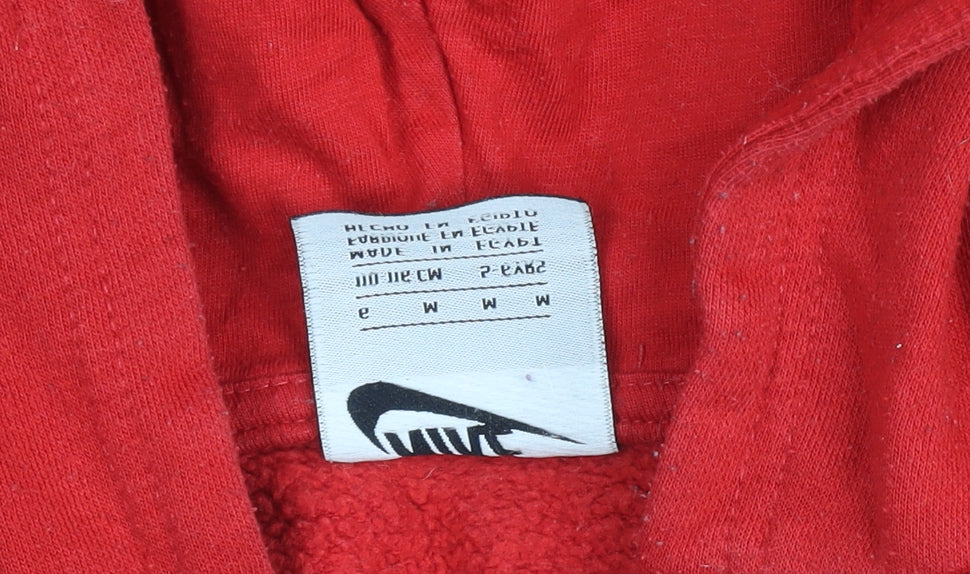 Nike Boys Red & Black 1/2 Zip Hoodie 5-6 Years Fleece Cotton Blend