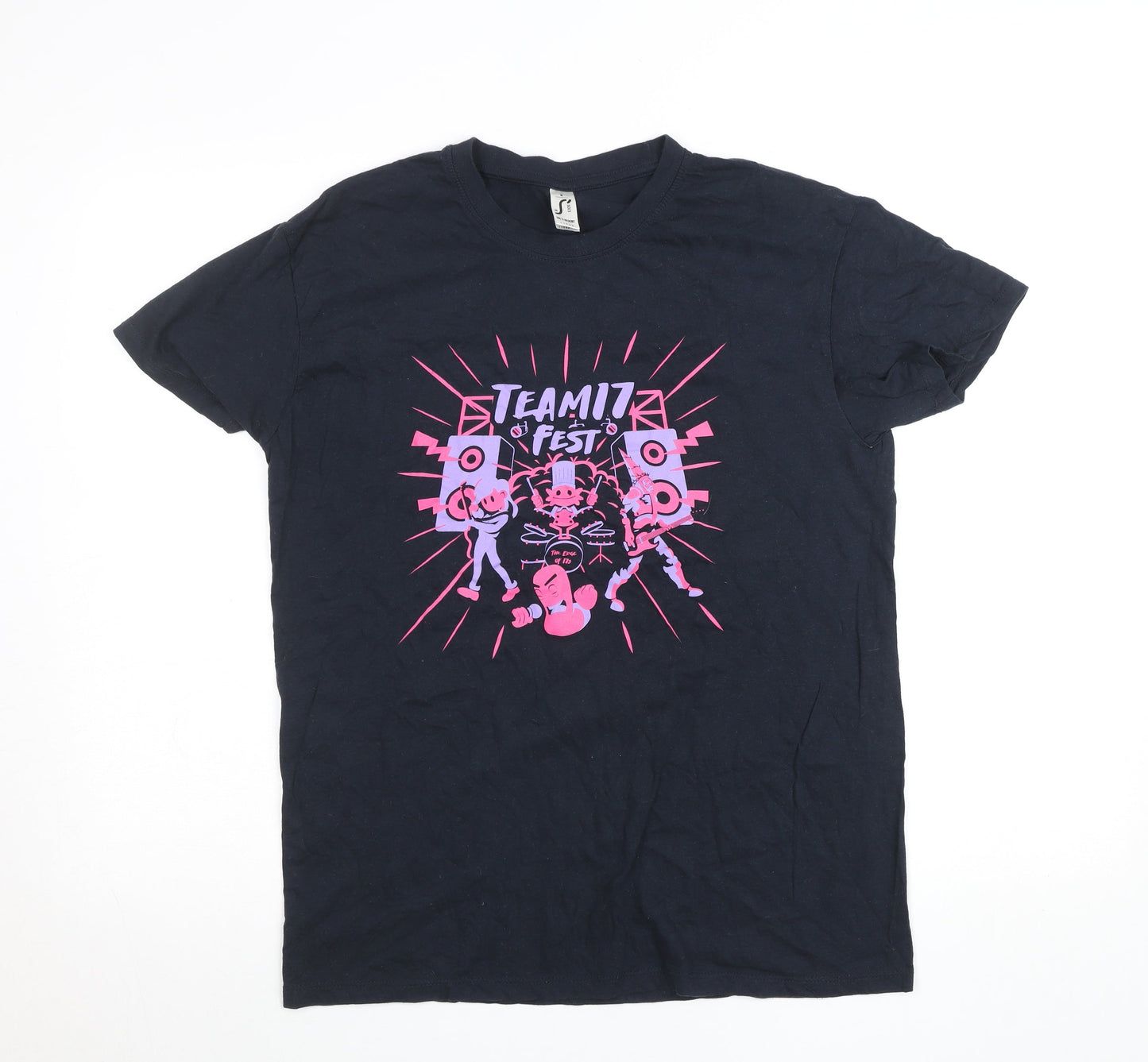 SOL'S Women's Black Team17 Fest Graphic Cotton T-Shirt Size M