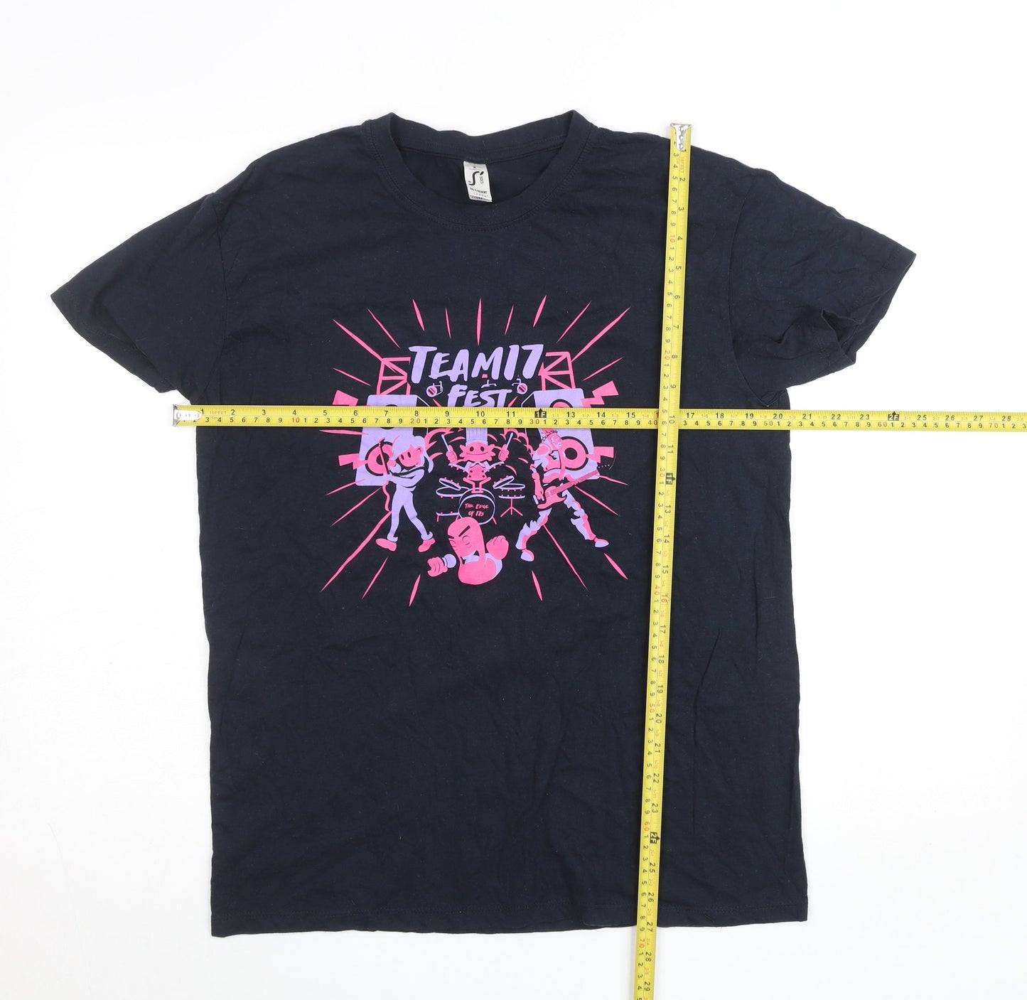 SOL'S Women's Black Team17 Fest Graphic Cotton T-Shirt Size M