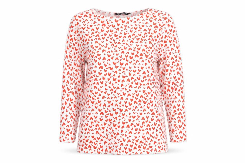 Marks and Spencer Women's Pink Heart Print 3/4 Sleeve T-Shirt Size 10