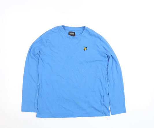 Lyle & Scott Boys Blue Long Sleeve Cotton Logo T-Shirt Size 10 Years