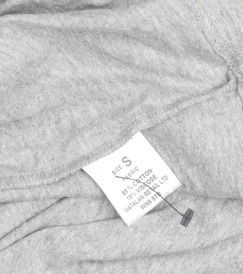 Easy Mens Grey Long Sleeve Graphic Crew Neck Cotton Top Size S