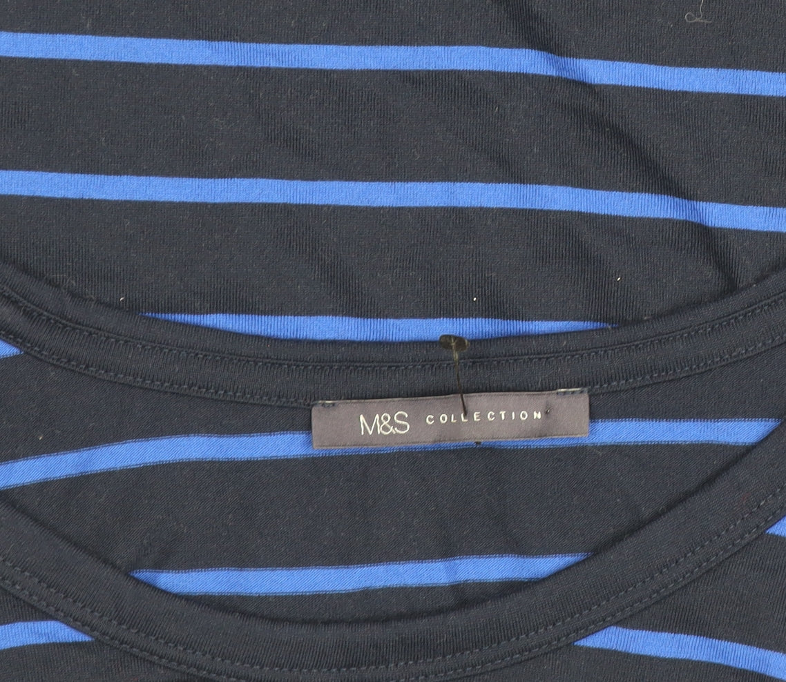 Marks and Spencer Women’s Blue Striped Long Sleeve T-Shirt Size 8