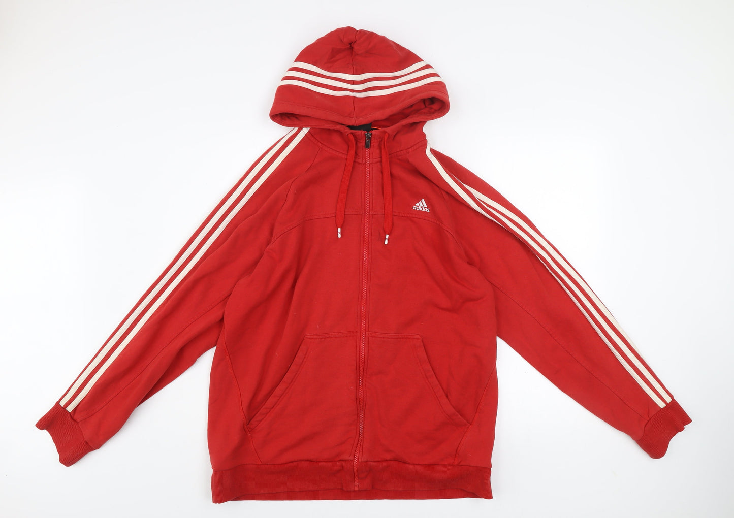 Adidas Men's Red XL Track Jacket Hooded Full Zip Performance Essentials