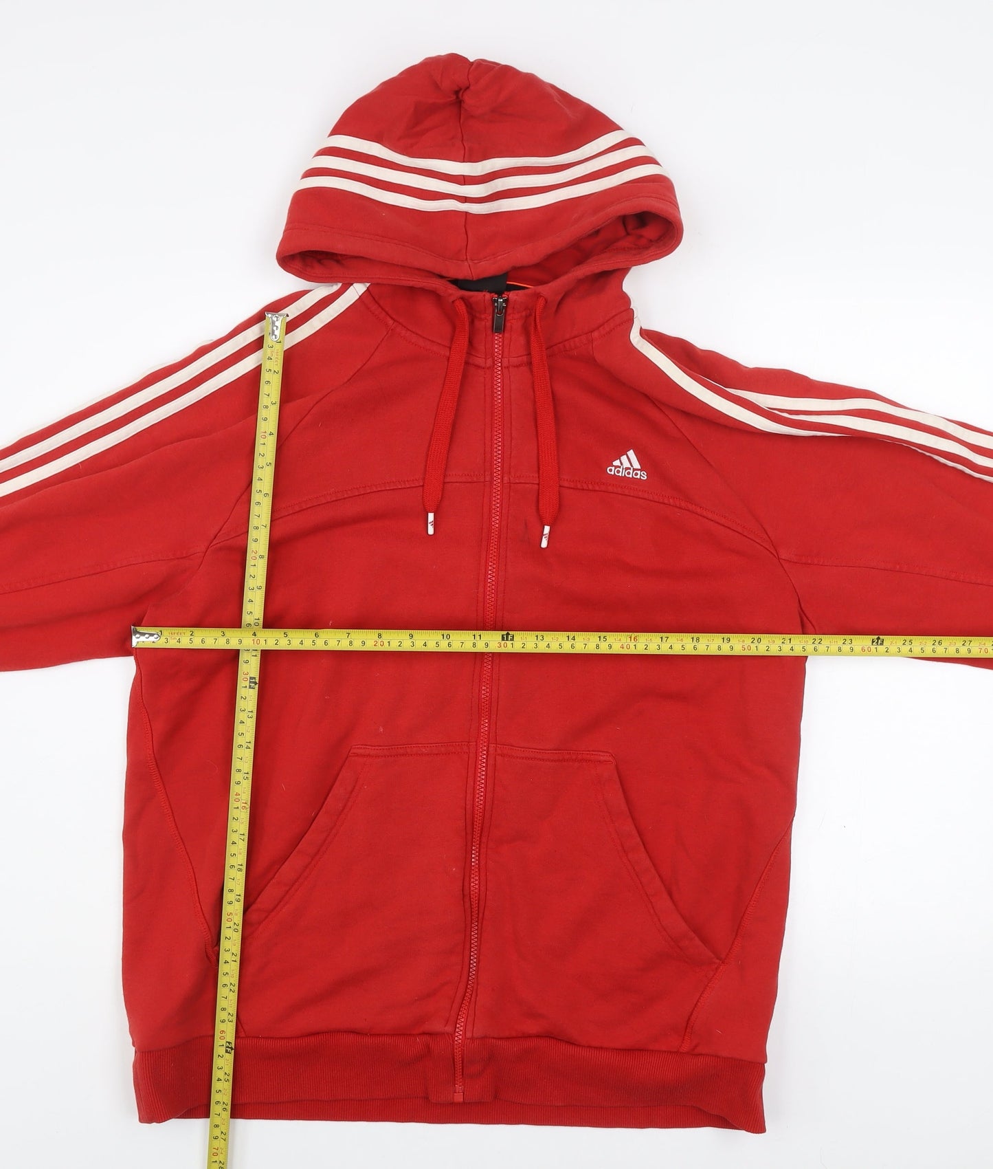 Adidas Men's Red XL Track Jacket Hooded Full Zip Performance Essentials