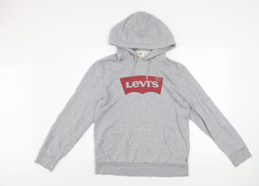 Levi's Men's Grey Logo Pullover Hoodie Medium