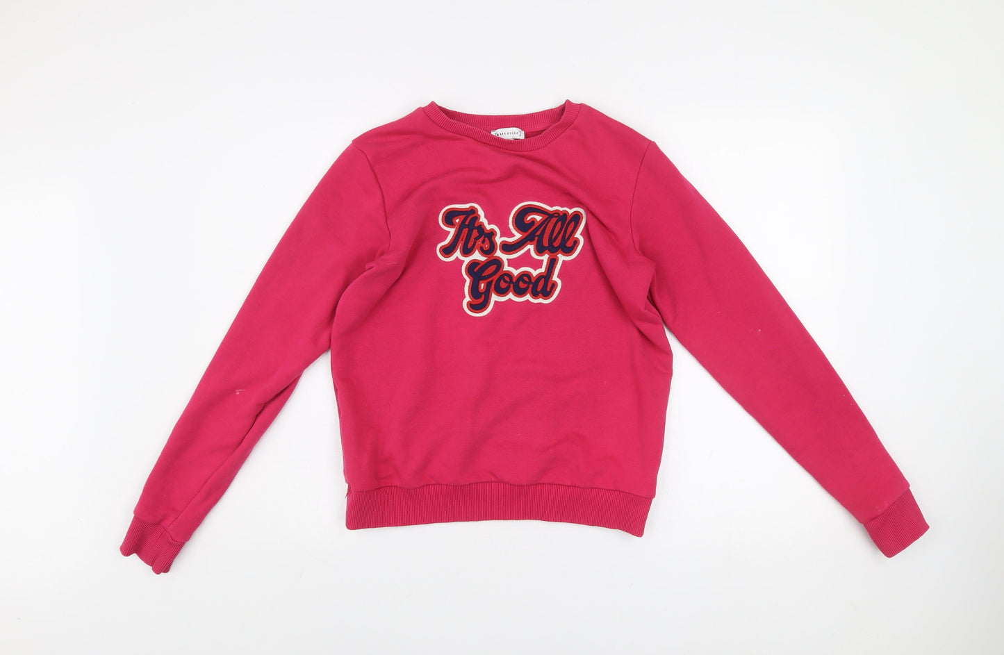 Warehouse Womens Pink Graphic Pullover Sweatshirt XS Cotton Blend