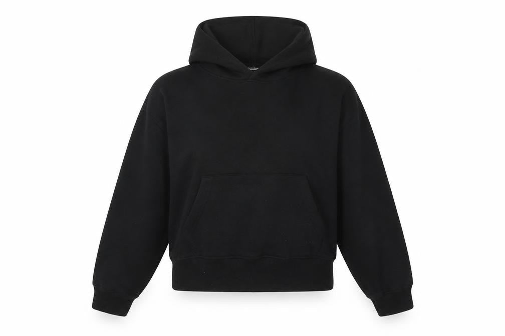 Zara Women Black Cropped Pullover Hoodie Size L Relaxed Fit