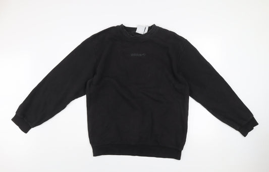 Adidas Men's Black Crew Neck Sweatshirt Size M Cotton Blend Casual