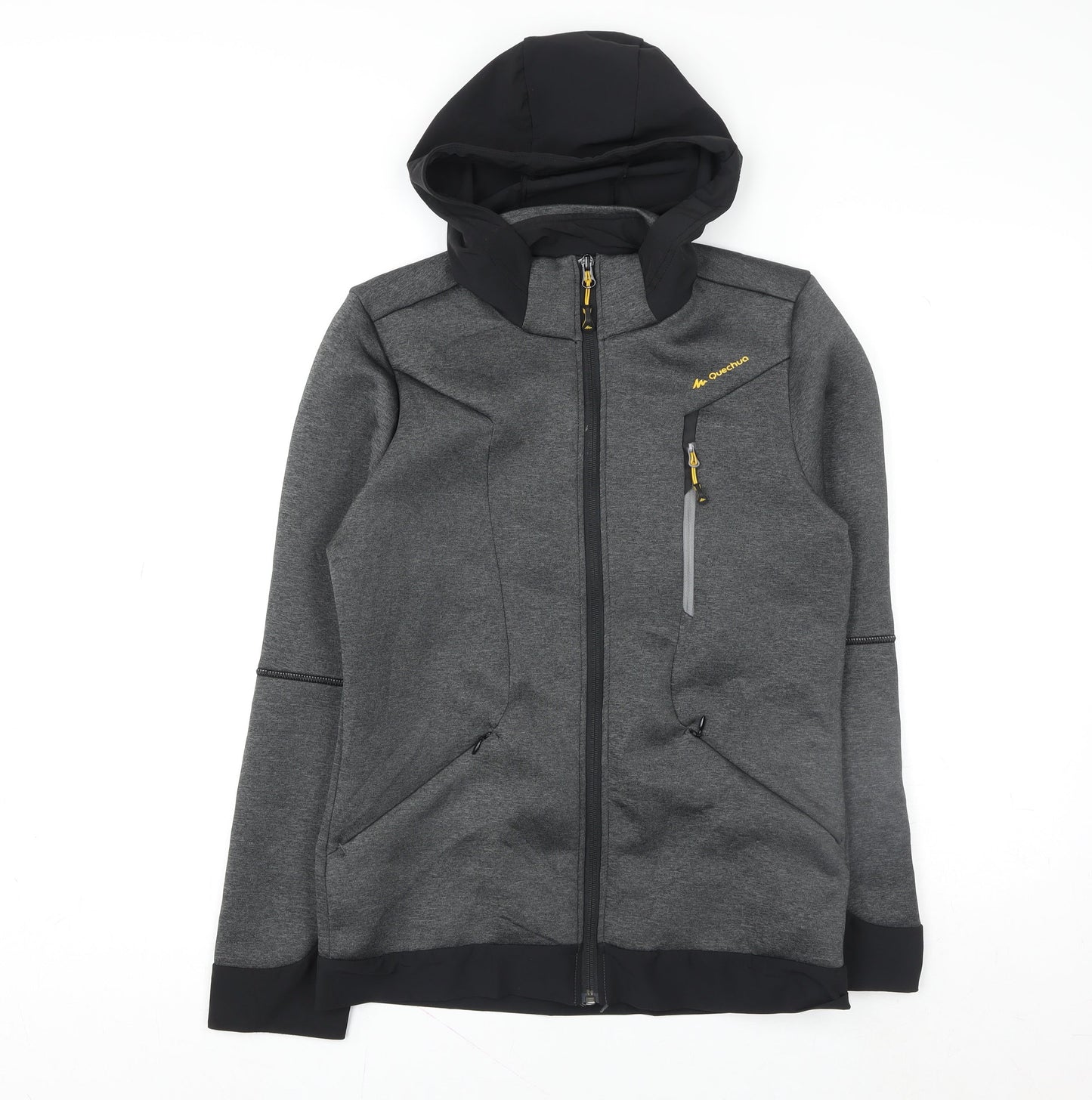 Quechua Men's Grey Softshell Hiking Jacket S Hooded Windproof