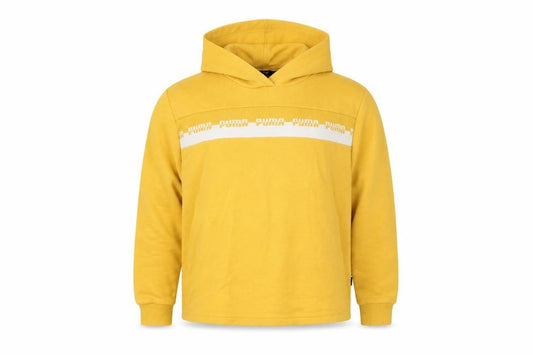 Mens UK L Regular PUMA Yellow Pullover Hoodie