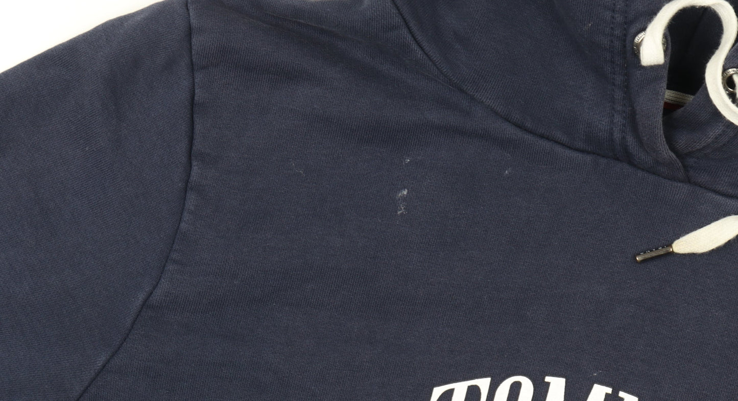 Tommy Jeans Men’s Blue Pullover Hoodie L Logo Cotton Fleece