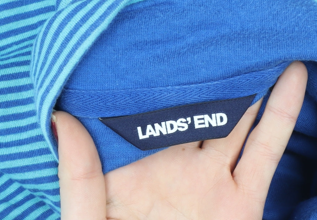 Womens UK L Regular Lands' End Blue Pullover Sweatshirt