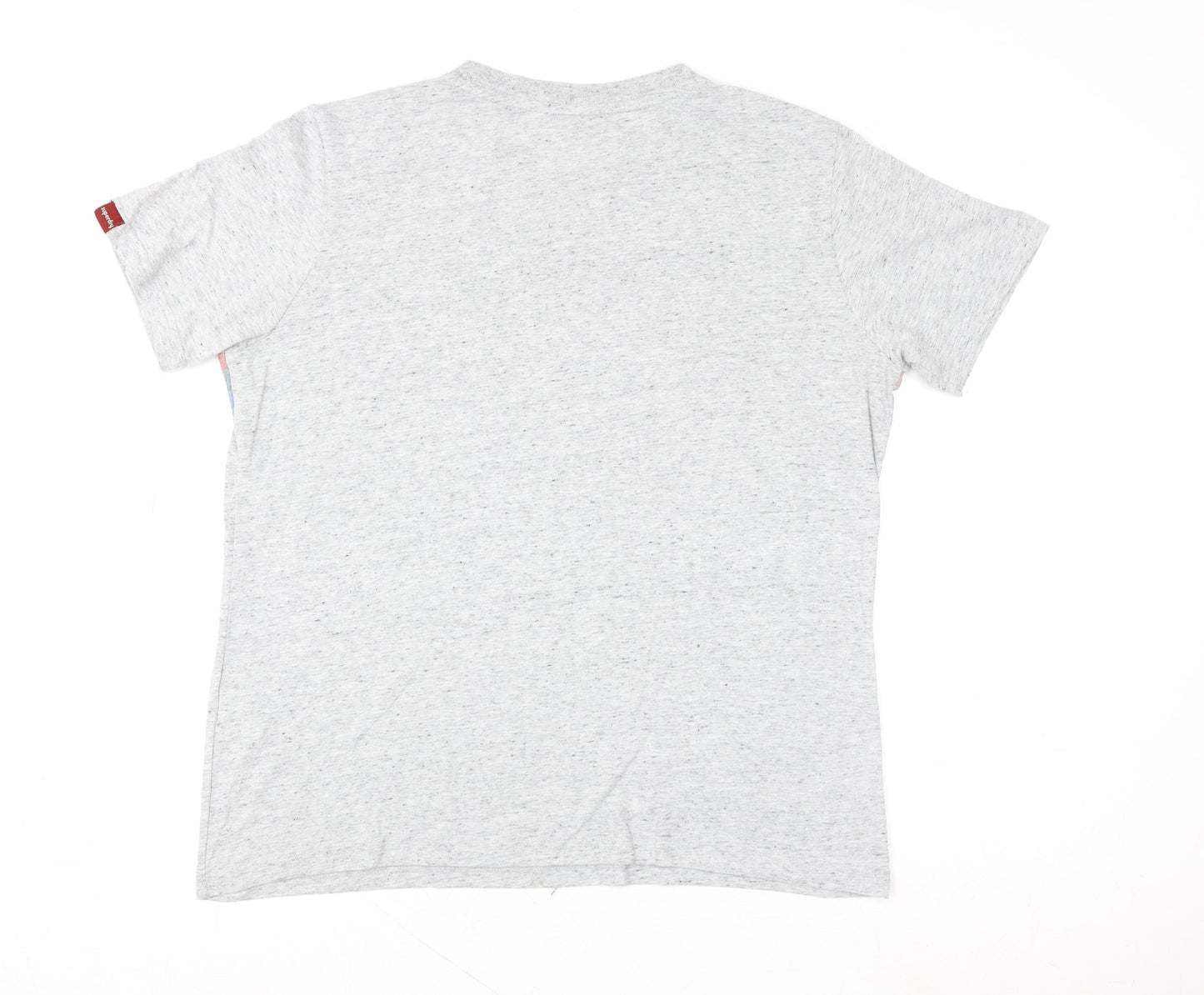 Superdry Men Grey Retro Stripe Logo Crew Neck Cotton T-Shirt L