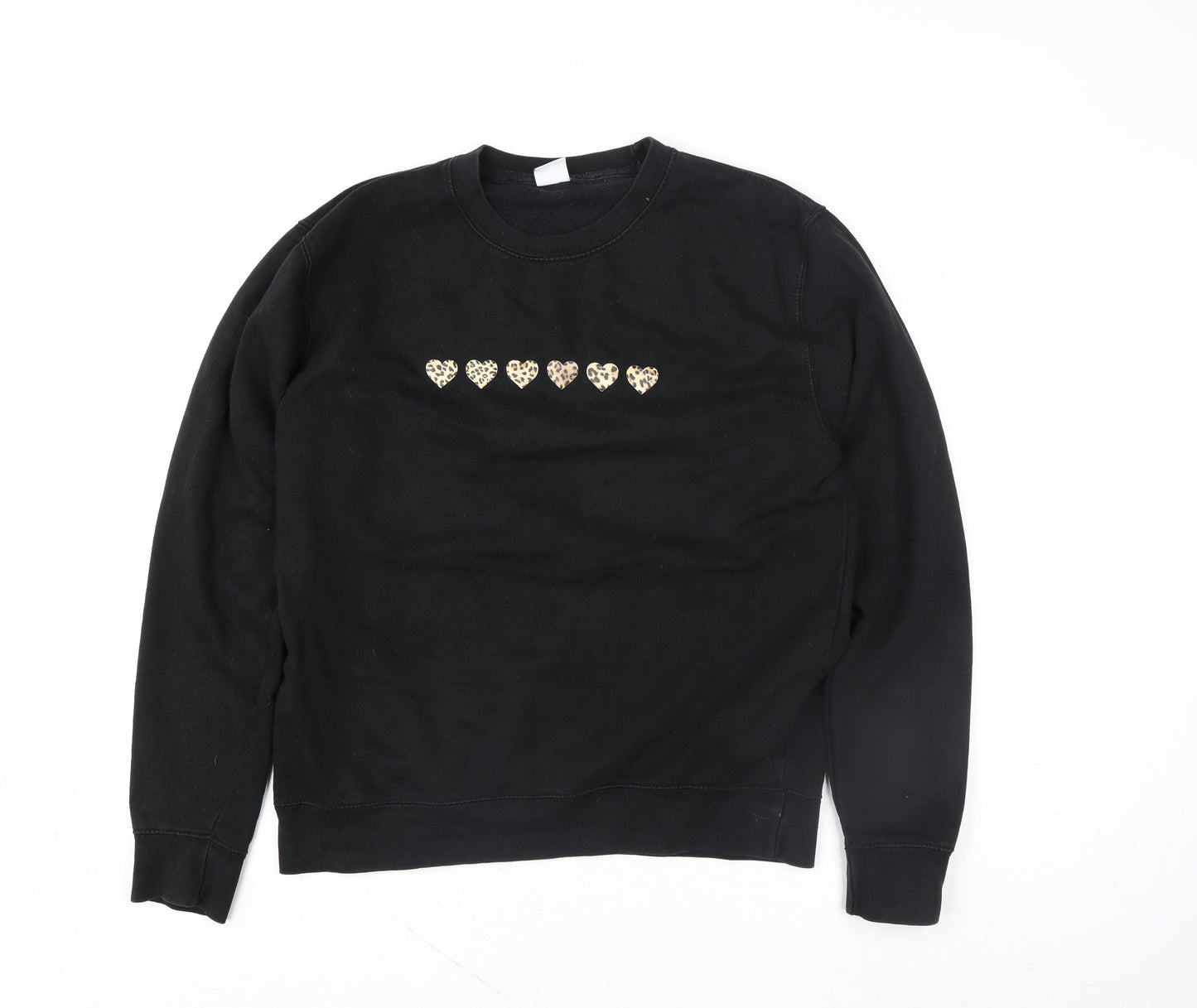 Lime Blonde Womens Black Heart Motif Pullover Sweatshirt Size M