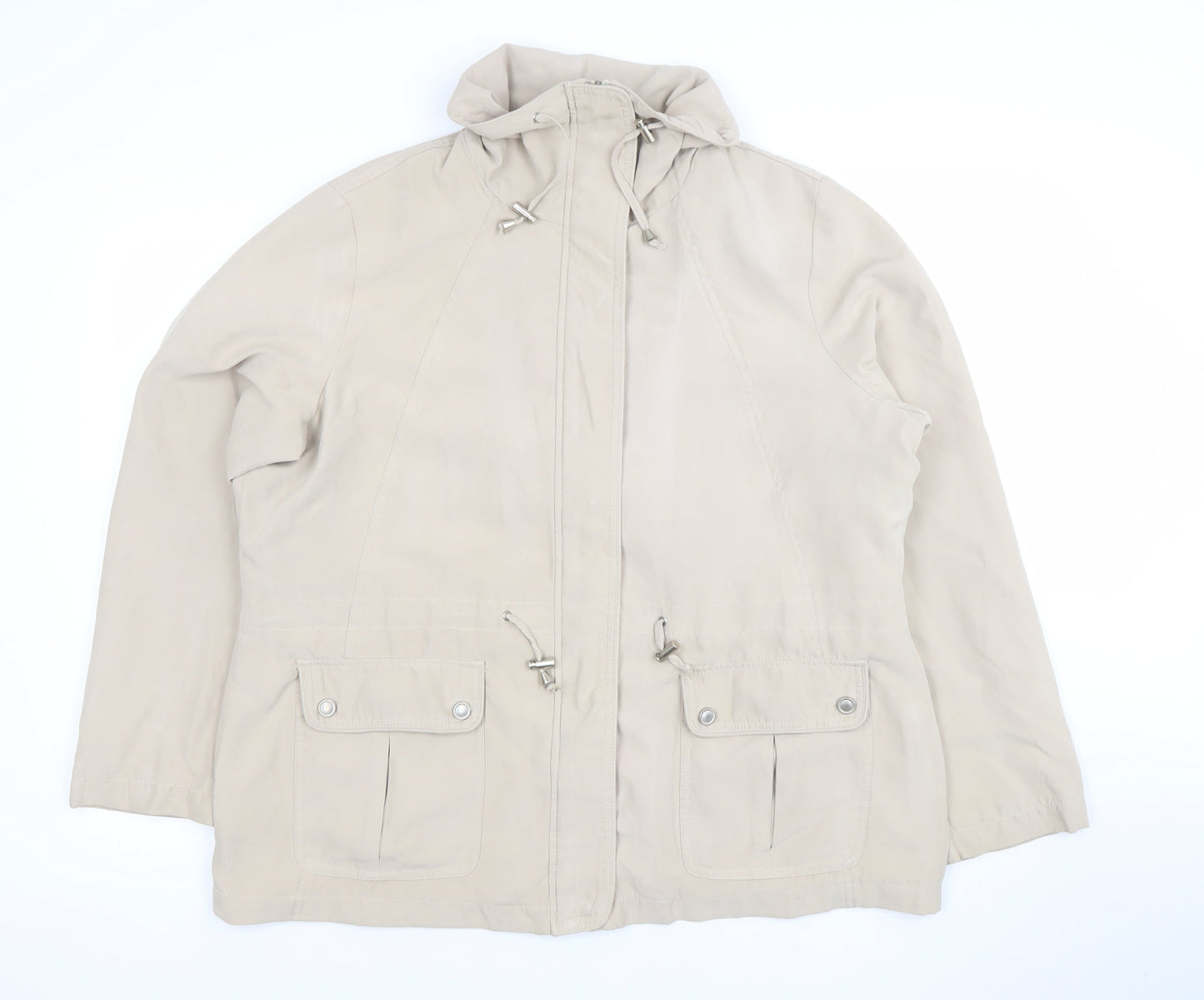 BHS Women Beige Hooded Anorak Jacket Size 20 Cotton Blend