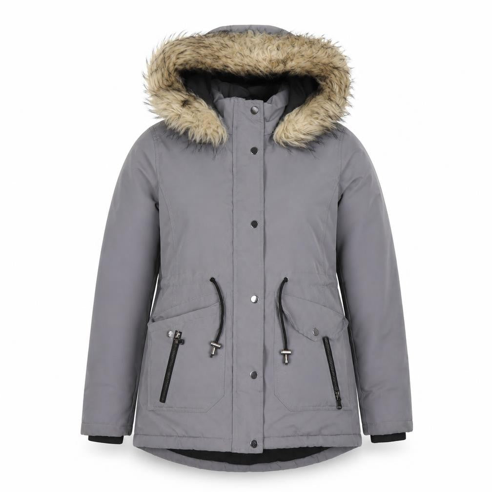 Primark Womens Grey Hooded Faux Fur Trim Parka Jacket XS