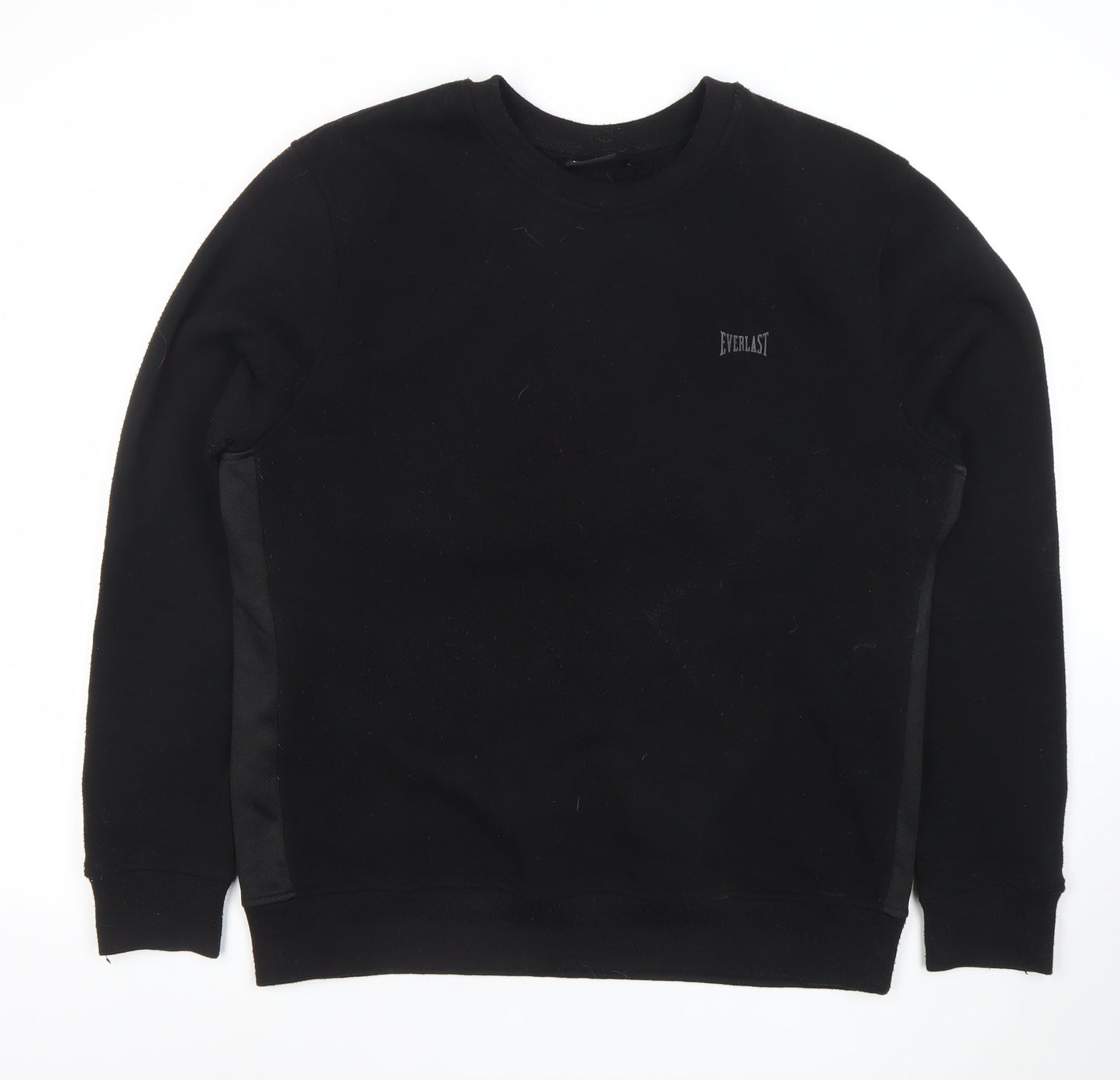Everlast Men’s Black Crew Neck Sweatshirt L Pullover Fleece Logo