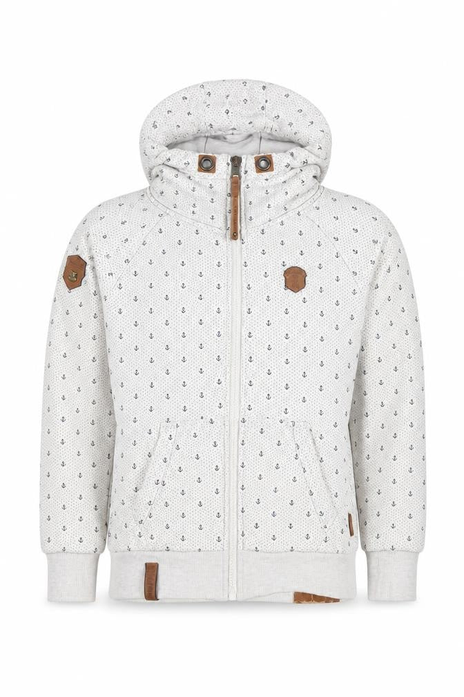 Naketano Men's Beige Anchor Print Full Zip Hoodie Size S