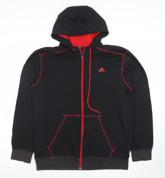Adidas Mens Black Full Zip Hoodie Medium Sports Fleece Jacket